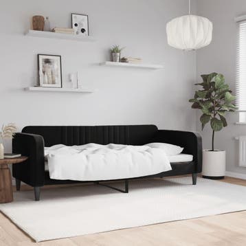 vidaXL Slaapbank 80x200 cm fluweel zwart, Eenpersoons, Verzenden, Zwart, Nieuw