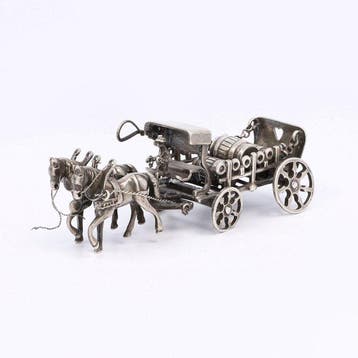 J. Weeda - Biervaten wagen - Miniatuur figuur - .835 zilver