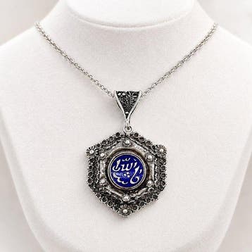 Zilver, emaille - Ketting met hanger - Filigraankunst, Antiek en Kunst