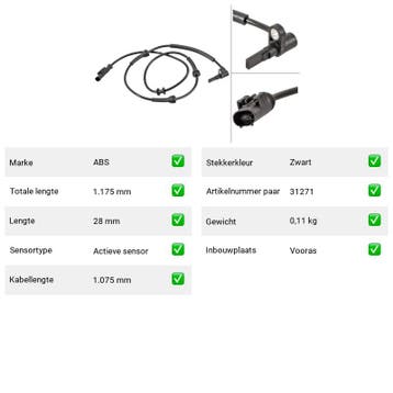 ABS-sensor Lancia Ypsilon 1.2 (843) Van 2010-08 tot 2011-12, Verzenden, Nieuw, Lancia