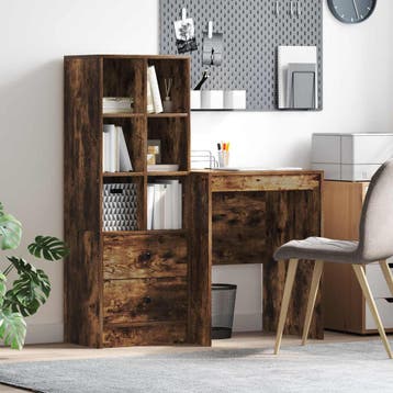 vidaXL Bureau Gerookt eiken 105,5 x 50 x 127 cm 2 st, Huis en Inrichting, Bureaus, Verzenden, Nieuw