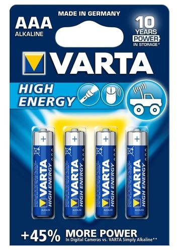 4 stuks Varta AAA LR03 Alkaline Batterijen, Ophalen of Verzenden, Nieuw