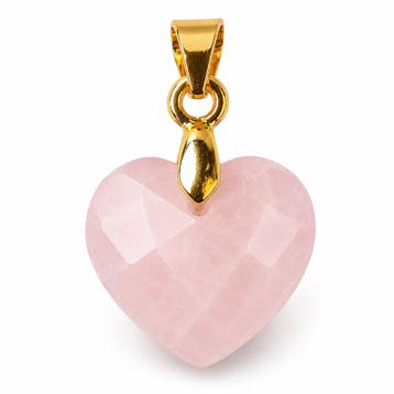 1 x Edelsteen bedel hart Rozenkwarts 12 x 11 x 5 mm – oog., Ophalen of Verzenden, Nieuw, Kraal