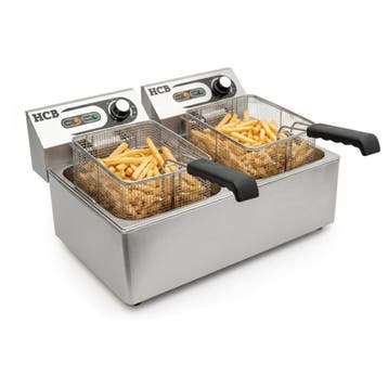 HCB Dubbele friteuse - 2 x 5,5 liter - 2 x 230V - RVS, Verzenden, Nieuw in verpakking