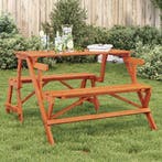 vidaXL Picknicktafel met banken 2-in-1 ombouwbaar massief, Tuin en Terras, Tuintafels, Verzenden, Nieuw, Hout