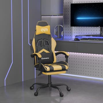 vidaXL Gamestoel draaibaar met voetensteun kunstleer zwart &, Verzenden, Nieuw