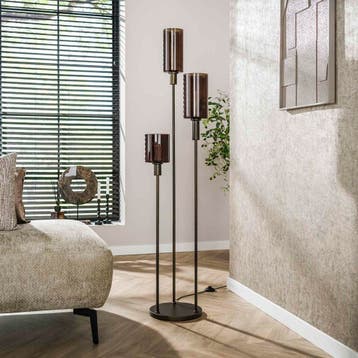 Vloerlamp Glas - Nieuw - Smoke - Brons - Webshop, Nieuw, Glas, 150 tot 200 cm, Modern, Industrieel, Design, Minimalistisch