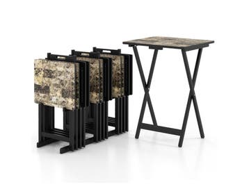Coast 4-Delige Klaptafelset 48x40x67 cm Zwart – Houten TV-, Verzenden, Nieuw