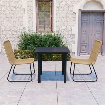 vidaXL 3-delige Tuinset poly rattan en glas, Verzenden, Nieuw, 2 zitplaatsen, Tuinset