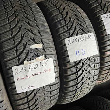 2 x Kumho Winter 215-60-16 Winterbanden 8mm, 16 inch, Band(en), Personenwagen, Gebruikt