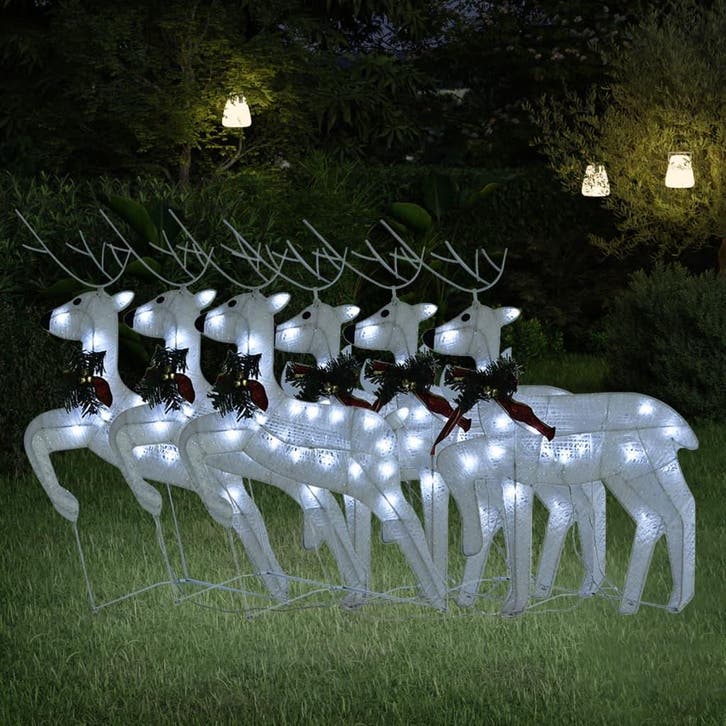 vidaXL Kerstrendieren 6 st 120 LEDs wit, Diversen, Kerst, Nieuw, Verzenden