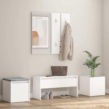 vidaXL Garderobe set bewerkt hout wit, Verzenden, Nieuw