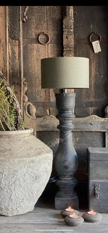 Aura Peeperkorn baluster lampvoet Black wood, Ophalen of Verzenden, Nieuw