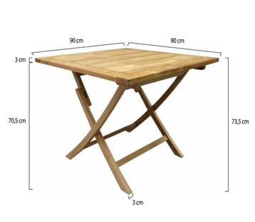 Klaptafel 90 cm vierkant teak, Tuin en Terras, Tuintafels, Ophalen of Verzenden, Nieuw, Teakhout