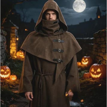 Unisex Middeleeuwse Monnik Priester Gewaad met Kap - Hallowe, Verzenden