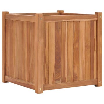 vidaXL Plantenbak verhoogd 50x50x50 cm massief teakhout, Verzenden, Minder dan 60 cm, Nieuw, Hout