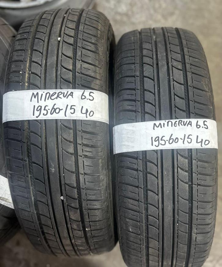 2x 195-60-15 Minerva Zomer 2x 6.5mm €40 Per Band 195 60 15, Auto-onderdelen, Banden en Velgen, 15 inch, Zomerbanden, 195 mm, Personenwagen