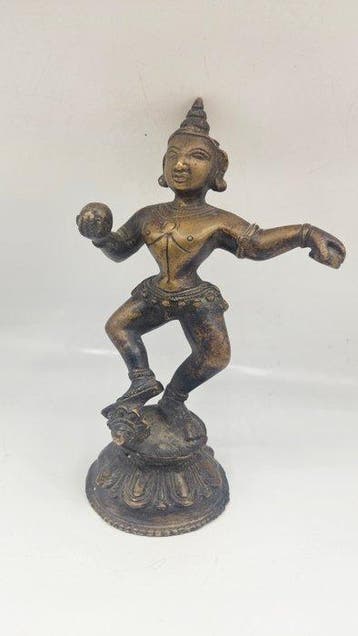 Bala Krishna kindje in oud brons - Ormolu, Gepatineerd brons