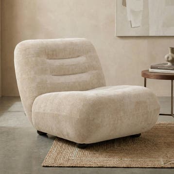 *WOONWINKEL* Dutchbone Wyatt Lounge Fauteuil Velours Beige, Verzenden, Nieuw, Stof