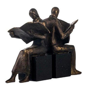 sculptuur, Artistic Reader Bookends – Bronze Effect