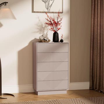 UEV Commode met 5 laden, 60 cm, opbergkast met zijdeachtige, Verzenden, Zo goed als nieuw