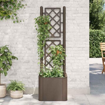 vidaXL Plantenbak hoog met latwerk en zelfbewateringssysteem, Kunststof, Verzenden, Minder dan 60 cm, Nieuw