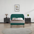 Gestoffeerd bed Porvoo met bedbodem en matras 90x200 cm donk, Verzenden, Nieuw