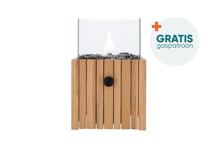 Cosiscoop Timber teak - gaslantaarn met gaspatroon -, Tuin en Terras, Tuinmeubel-accessoires, Nieuw, Verzenden
