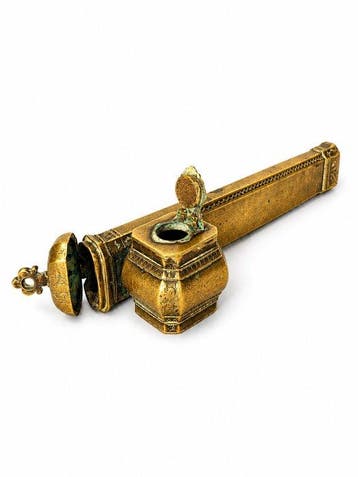 Rare Divit Qalamdan ottoman de voyage , calligraphes et
