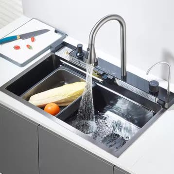 Grote RVS Spoelbak 75x45 cm met Watervalfunctie, Verzenden, Nieuw