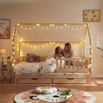 Kinderbed Aarghonmaa met uitschuifbed en opberglades 90x200, Verzenden, Nieuw