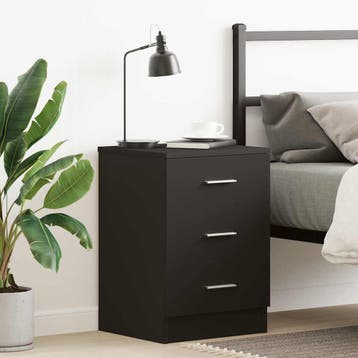 vidaXL Nachtkastje 38x35x56 cm bewerkt hout zwart, Minder dan 45 cm, Verzenden, Nieuw, 55 tot 70 cm