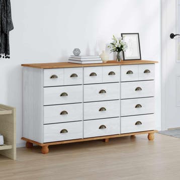 vidaXL Ladekast ASKIM Wit 79 x 40 x 133,5 cm Massief, Verzenden, Nieuw