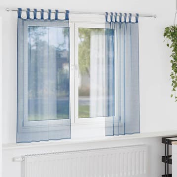vidaXL Gordijnen voile met lussen 2 st 140x175 cm, Verzenden, Nieuw, Blauw