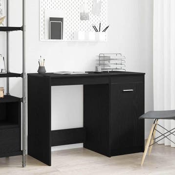 vidaXL Bureau Zwart Eiken 100 x 50 x 76 cm Bewerkt hout, Verzenden, Nieuw