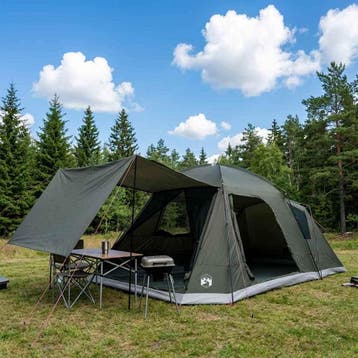 vidaXL Huisje Tent met dak Leger groen 12-Persoons Polyester, Verzenden, Nieuw, Tot en met 2