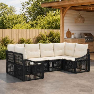 vidaXL Tuinbankenset 6 st 6-Aantal zitplaatsen Zwart poly, Verzenden, Nieuw, 6 zitplaatsen