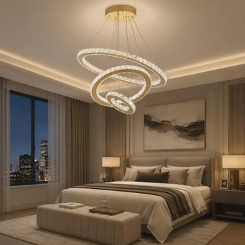 Luxe Kristallen Plafondlamp 3 Ringen LED Hanglamp - Sfeervol, Verzenden, Nieuw
