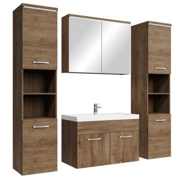 Badkamermeubel Set Paso XL 80 x 40 cm Bruin Eiken Badmeubel, Verzenden, Nieuw, Wastafelkast