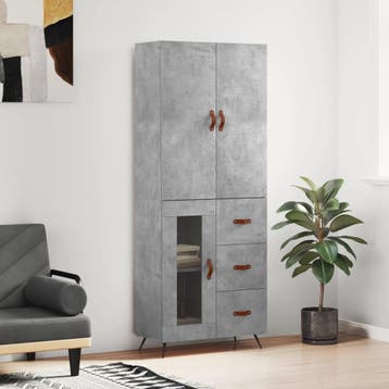 vidaXL buffetkast 69,5x34x180 cm bewerkt hout betongrijs, Minder dan 50 cm, Verzenden, Nieuw, Minder dan 100 cm