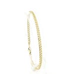 Gouden platte gourmet schakelarmband, Sieraden, Tassen en Uiterlijk, Armbanden, Ophalen of Verzenden, Gebruikt, Overige kleuren