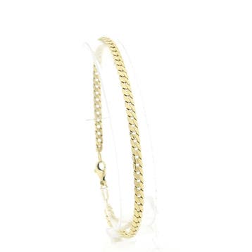 Gouden platte gourmet schakelarmband, Ophalen of Verzenden, Gebruikt, Goud, Goud