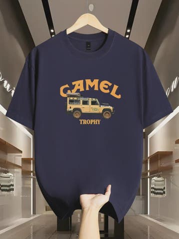 Heren Retro T-shirt met Camel & Sahara Woestijnprint - Zomer