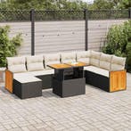 vidaXL 9-delige Loungeset met kussens poly rattan acacia, Verzenden, Nieuw, Loungeset