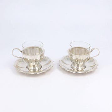 Hongarije 1937-1966 - Kop en schotel (2) - .800 zilver, Antiek en Kunst
