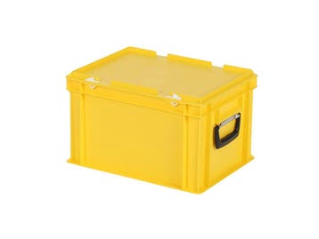 Koffer - 400 x 300 x H 250 mm - geel - stapelbak met deksel, Ophalen of Verzenden, Nieuw