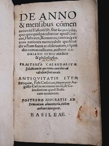 Adriano Junio (Hadrianus Junius) - De Anno & Mensibus, Antiek en Kunst