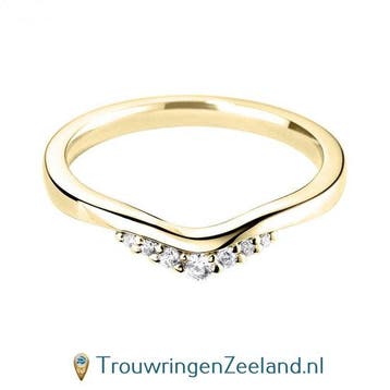 Aanschuifring in 9/18 karaat geelgoud U-vorm met 7 diaman..., Sieraden, Tassen en Uiterlijk, Ringen, Verzenden, Nieuw