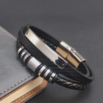 Heren Leren Armband met RVS Details - Stijlvol & Klassiek, Verzenden, Nieuw