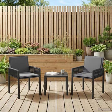 vidaXL Tuinstoelen 2 st Zwart en Donkergrijs poly rattan, Tuin en Terras, Verzenden, Nieuw, Rotan